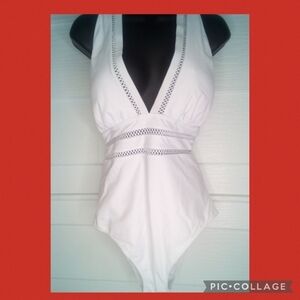 White one piece swimsuit.